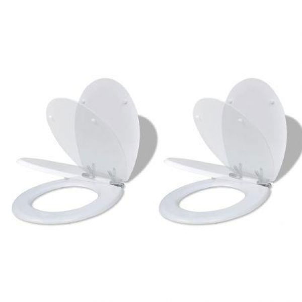 Toilet Seats with Soft Close Lids 2 pcs MDF White