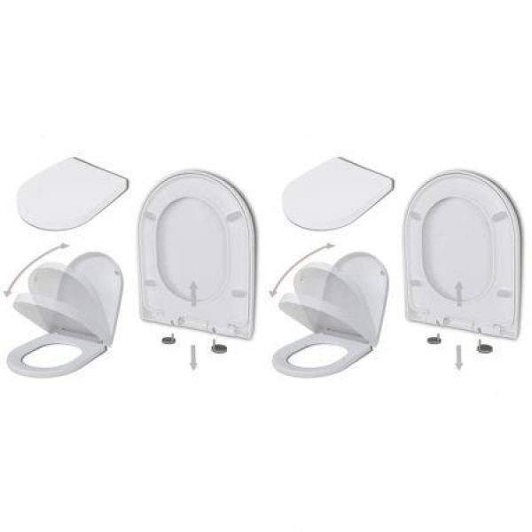 Toilet Seats With Soft Close Lids 2 Pcs Plastic White