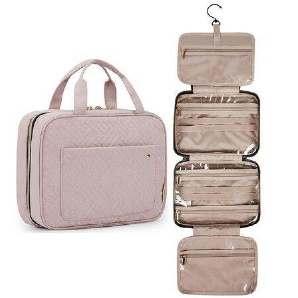 Toiletry Bag Travel Bag With Hanging Hook Water Resistant Makeup Cosmetic Bag Travel Organizer Pink