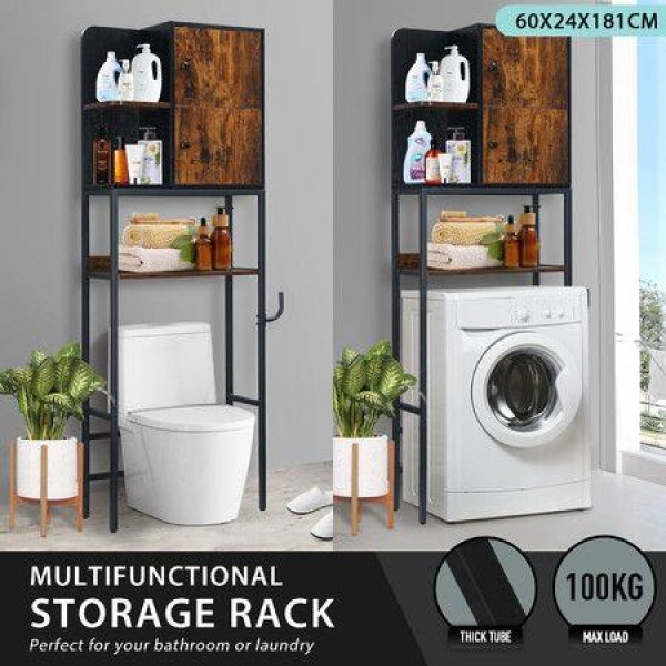 ToiletÂ Storage Shelf Freestanding Bathroom HolderÂ Organiser Adjustable Rack Cabinet Over Washer Washing Machine Organization