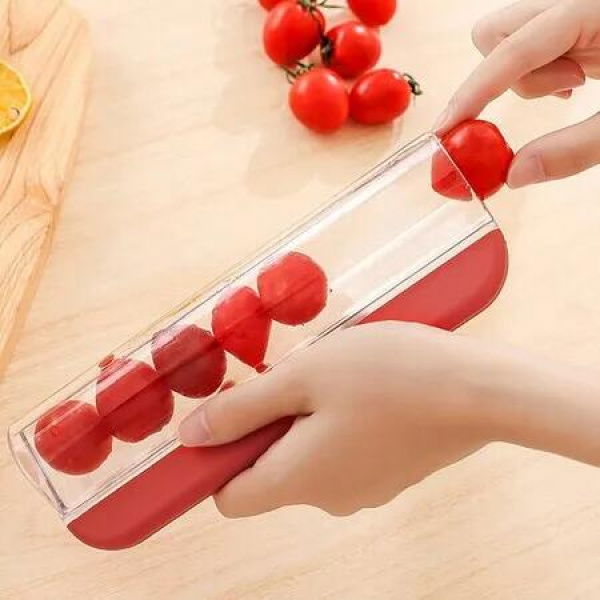 Tomato Slicer Multi-Function Grape Cutter Small Fruit Cutter Grape Kitchen Accessories Cake Decoration Tool(Red)