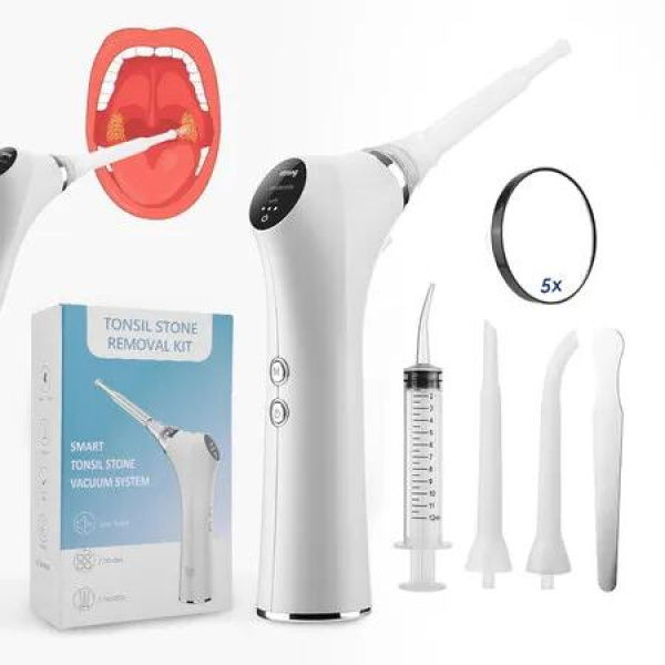 Tonsil Stone Remover Kit,Electronic Tonsil Stone Vacuum 3-Mode Adjustable Stone Removal Suction Device,Mouth Cleaning Oral Care with LED Light
