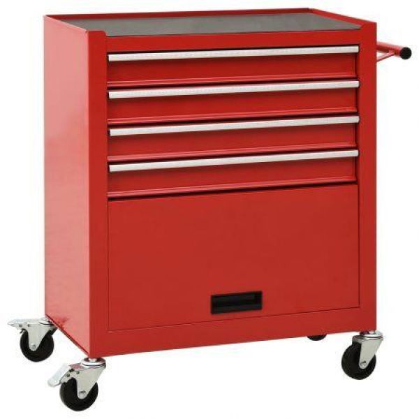 Tool Trolley With 4 Drawers Steel Red