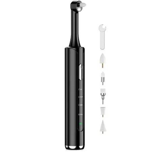 Tooth Polisher,Rechargeable Teeth Polisher with 5 Brush Heads,4 Speed Modes,Tooth Whitening Kit,3 Polish Pastes,IPX6 Waterproof Teeth Cleaning Tools,Black