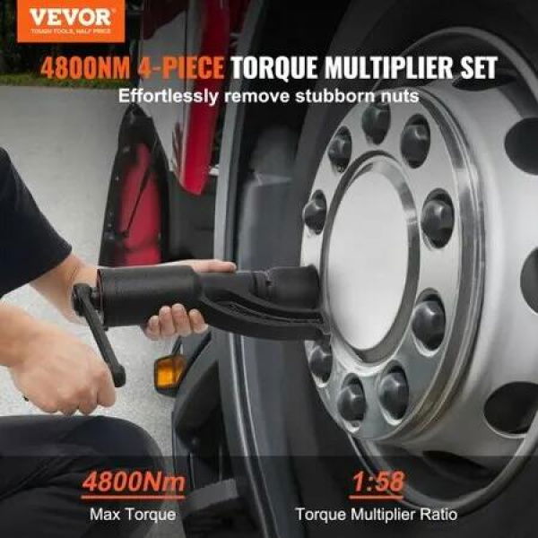 Torque Multiplier Heavy Duty Torque Multiplier Wrench Set 1 Inch Drive Lug Nut Wrench Torque Multiplier 1:58 4800N.m Lug Nut Remover