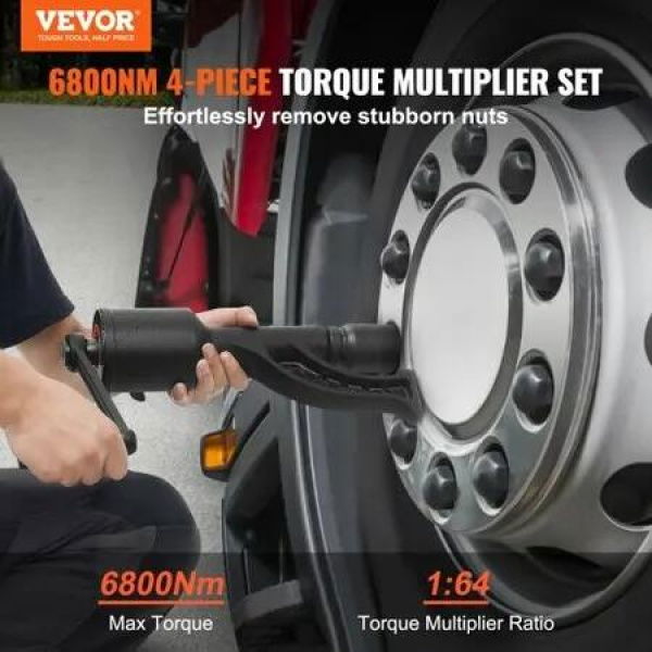 Torque Multiplier Heavy Duty Torque Multiplier Wrench Set 1 Inch Drive Lug Nut Wrench Torque Multiplier 1:64 6800N.m Lug Nut Remover