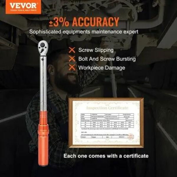 Torque Wrench, 3/8-inch Drive Click Torque Wrench 10-80ft.lb/14-110n.m, Dual-Direction Adjustable Torque Wrench Set, Mechanical Dual Range Scales Torque Wrench Kit with Adapters Extension Rod