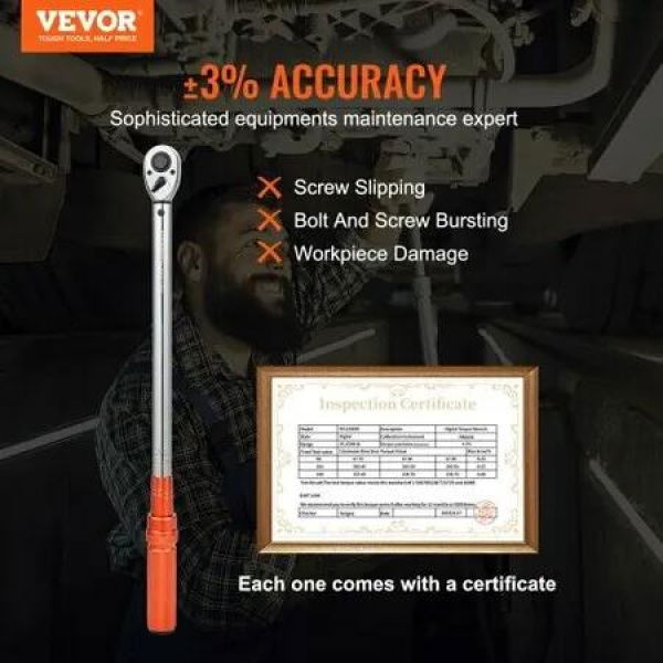 Torque Wrench Adjustable Torque Wrench 1/2' Drive 20-250ft.lb/34-340n.m