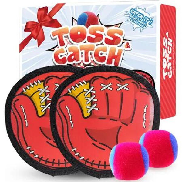 Toss and Catch Ball Game Outdoor, Kids Outdoor Games Yard Games Beach Toys for Family, Catch Ball Toys Birthday Gift for Boys Girls (Red)
