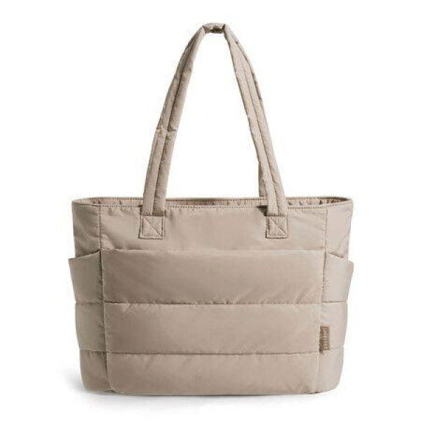 Tote Bag for Women,Lightweight Puffy Tote Bag with Compartments Shoulder Bag Handbag for Travel,Work,Gym Khaki