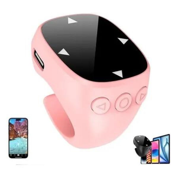 Touchscreen Fingertip Wireless Bluetooth Remote Control, Page Turner Tiktok Scrolling Rings for Camera Smartphone (Pink)