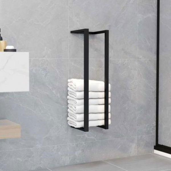 Towel Rack Black 12.5x12.5x60 cm Iron