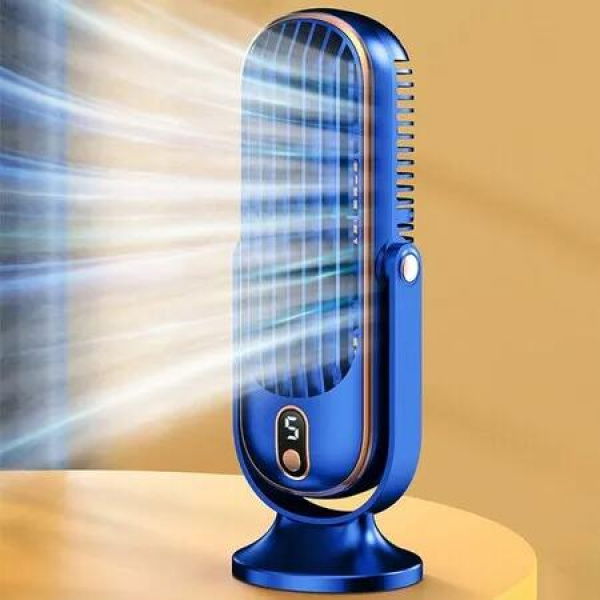 Tower Fan, Portable Desk Fan with 5-Speed Options, Dual Air Circulation, Table Fan for Home Office Desktop Bedroom, Blue