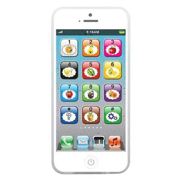 Toy Learning Play Cell Phone with 8 Functions and Dazzling Lights Interactive Toy for Boys Girls Age 3 4 5, White