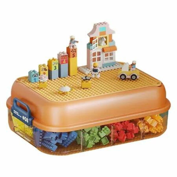 Toys Storage Organizer Bins,Plastic Storage for Box Stackable Toys Organizer,Building Block Storage,Box Storage Container (Orange 1 Layer)