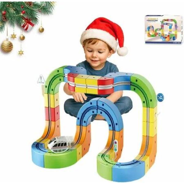 Track Fusion Train Set, 83Pcs Magic Rail Cube Electric Trackfusion Train Set, 3D Infinity Magnetic Monorail Race Track Fusion Toy for Kids