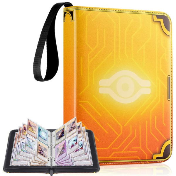 Trading Card Binder 4-Pocket Binders For Cards 400 Cards PU Yugioh Cards Pokemon TCG Card Album Folder Books Case With Zipper For PTCG MTG YGO (Dark Puzzle) Gift.