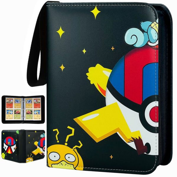 Trading Card Binder 4-Pocket Binders For Cards 400 Cards Yu-Gi-Oh! Cards Pokemon PU Holder Collection Album Folder Book Case Storage Organizer Gift.