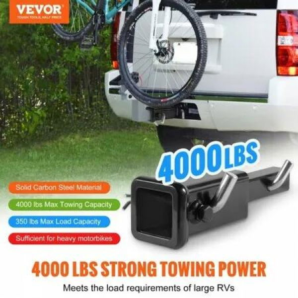 Trailer Hitch Extender, 1-1/4' to 2' Receiver Hitch Adapter, Trailer Hitch Extension Tube Extender, 6' Extension Length, 4000 lbs Towing Capacity, Hitch Pins, Clips, Bolt and Nut Included, Black