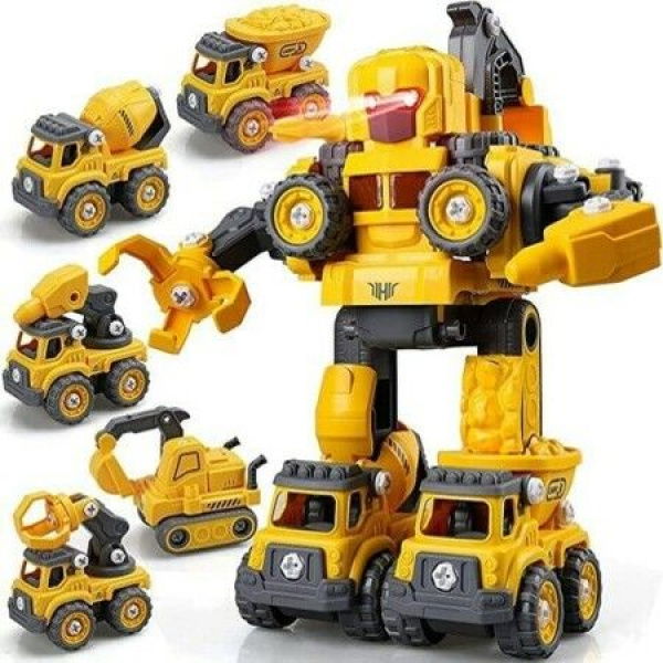 Transform The Toy Into A Robot With 5 Vehicles Assemble And Disassemble