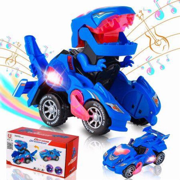 Transforming Dinosaur 2-in-1 Automatic Transformer Dino Cars With LED Light Color: Blue.