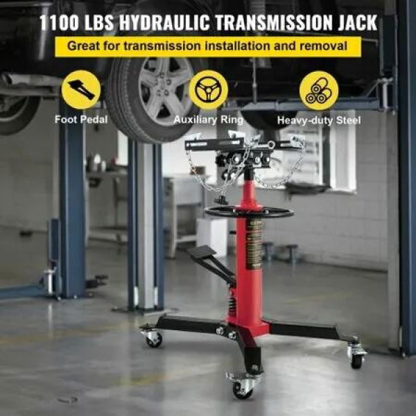 Transmission Jack 1100 lbs 2-Stage Hydraulic High Lift Vertical Telescopic