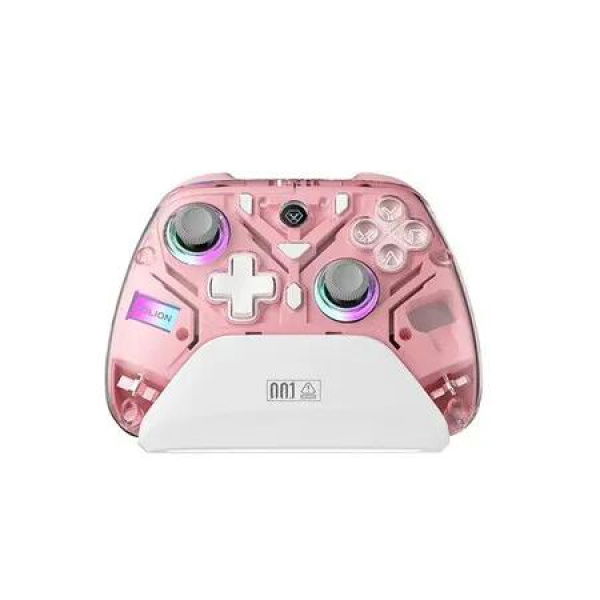 Transparent Pink Wireless Game Controller Hall Somatosensory Vibration Burst Back Button Switch Hall Linear Trigger Transparent Color PC Game Hand