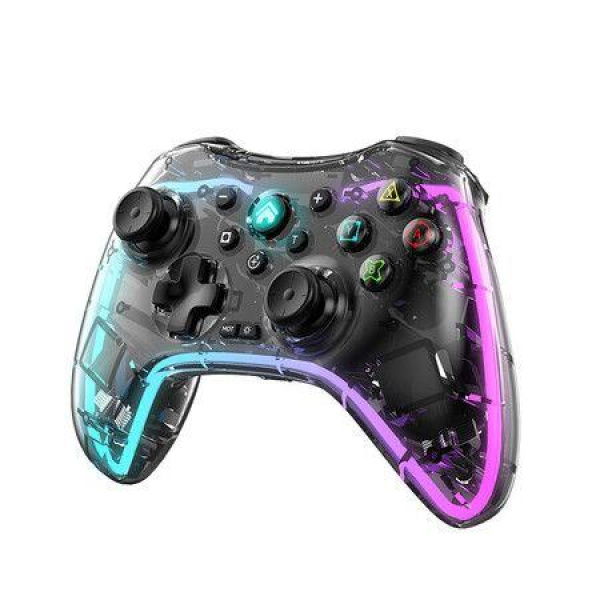 Transparent Wireless Controller With 8 Color LED Lighting Compatible With PlayStation 4/PS4 Pro/PS4 Slim/PS4 PS4 With Headphone Jack For PS4 Dualshock 4 Games.