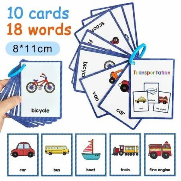 Transportation Montessori English Word Learning Flash Cards for Kids,Early Educational Flashcards,Classroom Supplies,Teaching Materials For Teachers