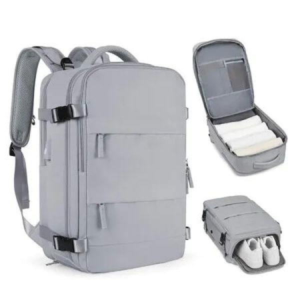 Travel Backpack with Shoe Compartment for Women Men Waterproof Sports Luggage Computer Backpack Casual Daypack(Grey)