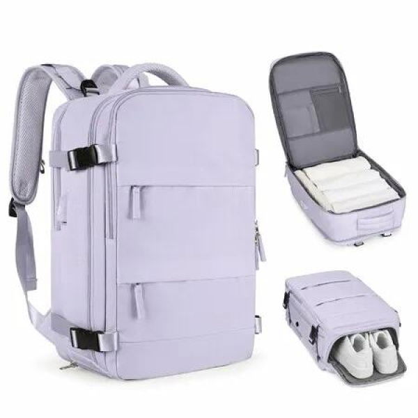 Travel Backpack with Shoe Compartment for Women Men Waterproof Sports Luggage Computer Backpack Casual Daypack(Purple)