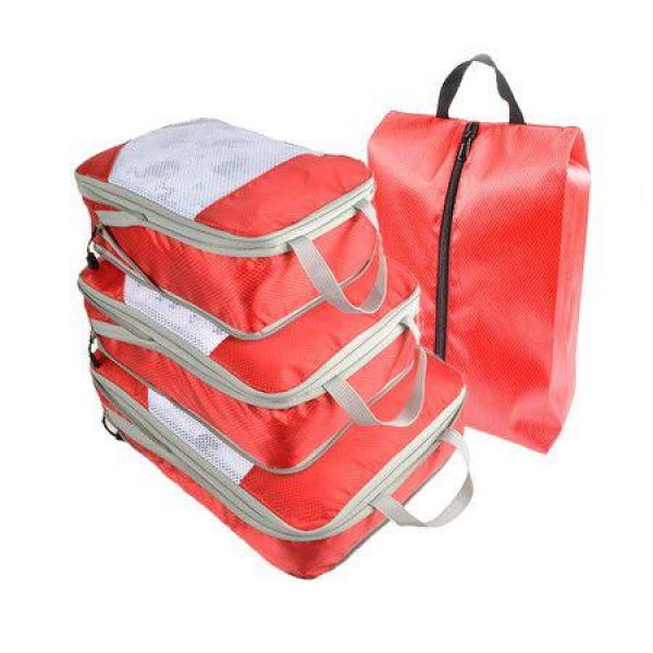 Travel Compressible Storage Bag Large Capacity Luggage Organizer For Business Trip Travel Organizer (Red).