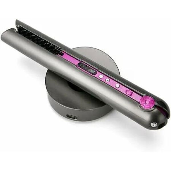 Travel Flat Iron Cordless, Mini Hair Straightener and Curler for On The Go, Portable Size USB-C Rechargeable Grey Straightening Iron