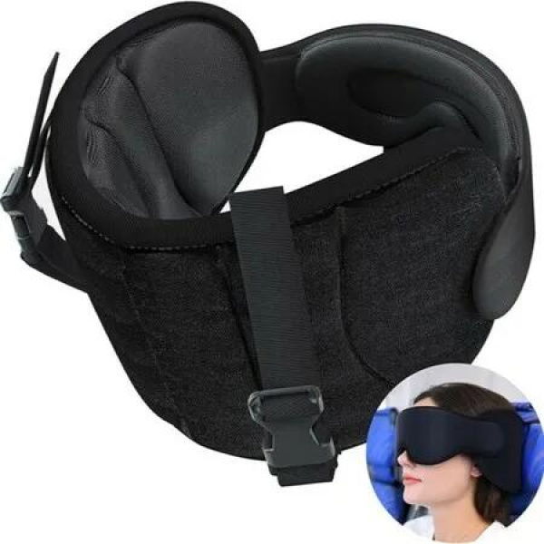 Travel Neck Pillow Airplane Sleep Eye Mask Car Road Trip 360 Degree Support Headrest Strap Long Flight Comfort