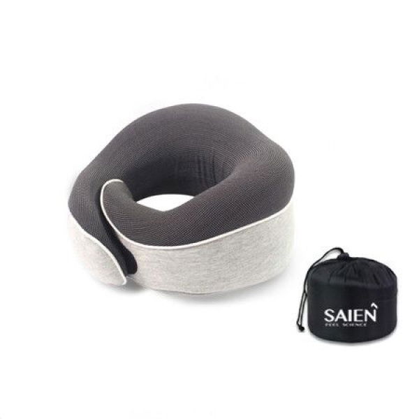 Travel Neck Pillow Chin Support Pillow Adjustable 100% Pure Memory Foam Pillow - Grey.