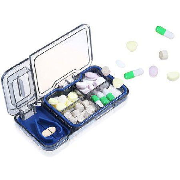 Travel Pill Case Portable Pill Organizer With Built-in Pill Cutter