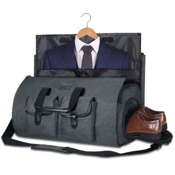 Travel Suit Carrier Bag Duffle Bag Luggage Bag Large Case for Men with Shoe Compartment,45L,Color Deep grey