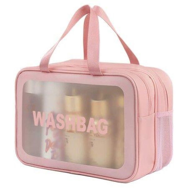 Travel Toiletry Bag For Women And Men With Handle Makeup Cosmetic Organizer Bag For Travel Toiletries Accessories (Pink)