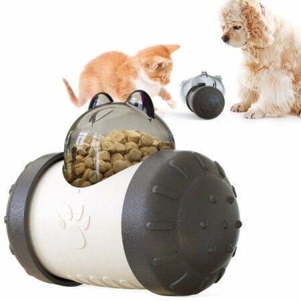 Treat Dispensing Dog Toy Tumbler Dog Cat Food Dispenser Feeder Ball Toys Interactive Chase Toys For Pets (Black)