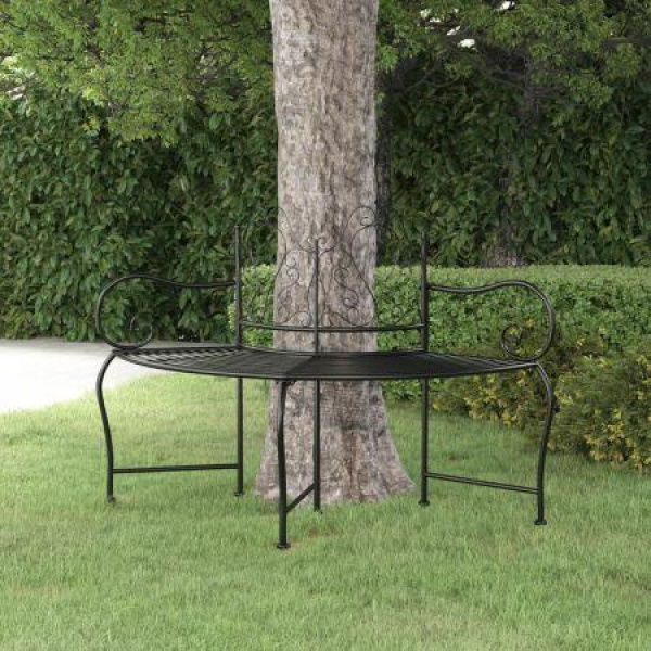 Tree Bench 150 Cm Black Steel