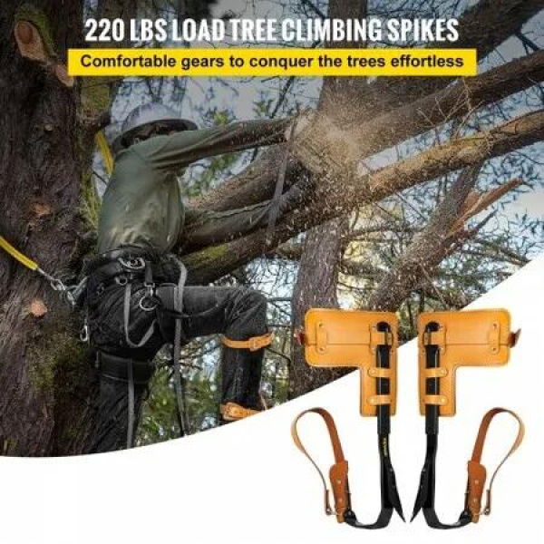 Tree Climbing Spike Set Pole Climbing Spurs W/ Security Lanyard & Harness