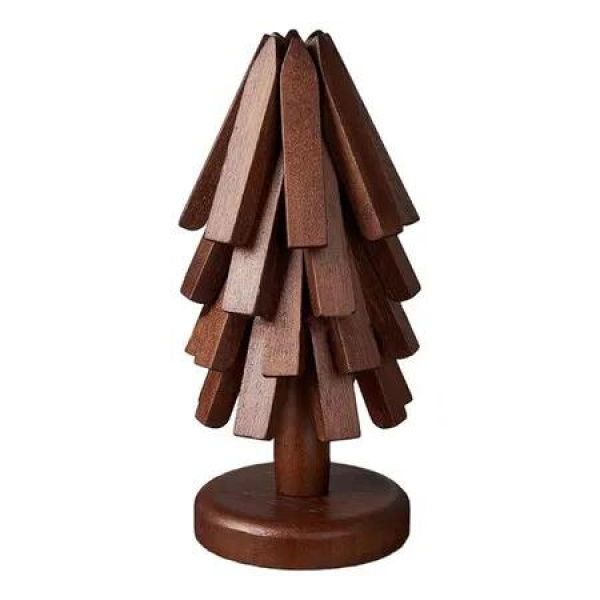 Trivets for Hot Dishes, Tree Washer Set, Wooden Pinwheel Coaster Set with Stand for Easy Storage for Fondue pots, Pans, Bowls, teapots, Brown