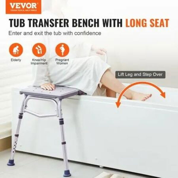 Tub Transfer Bench for Bathtub Adjustable Shower Seats for s Lightweight Shower Bench Non-Slip Bath Seats with Armrest & Backrest 400lbs Capacity