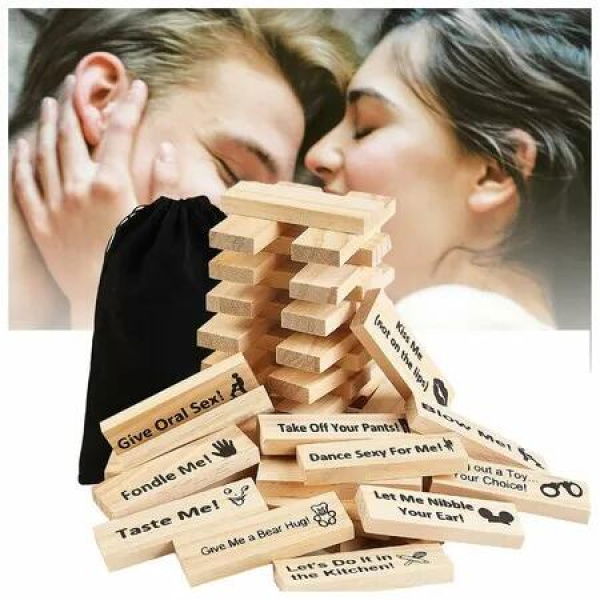 Tumble Tower Couples Game,Naughty GamesSuper Naughty Block Tower Game,Couples Date Night Ideas for Valentine Lover (48pcs)