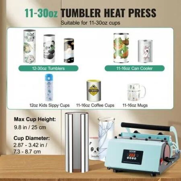 Tumbler Heat Press Machine 11-30oz Mug Press Sublimation Tumblers Green