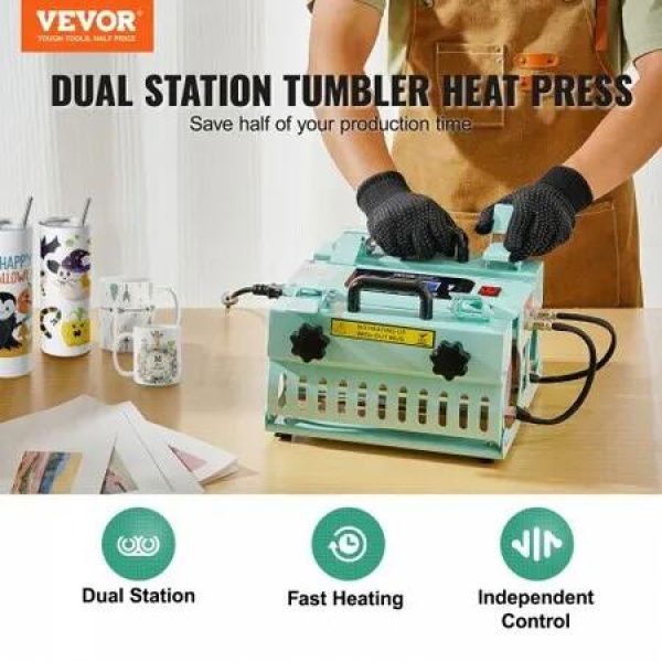 Tumbler Heat Press Machine 2 Station Heaters 11-30oz Mug Press Sublimation