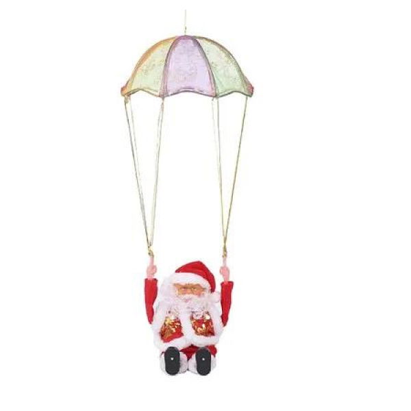 Tumbling Santa with Music Funny Parachute Santa Claus Ornament for Christmas Tree and Party Home Decor