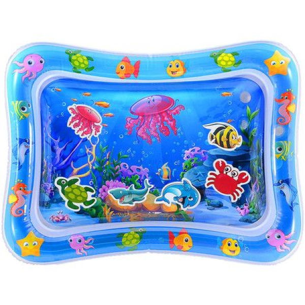 Tummy Time Baby Water Mat - Infant Water Mat For 3-6-9 Months Boys Girls - Promotes Visual Stimulation (Jellyfish)