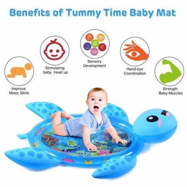 Tummy Time Water Mat Inflatable Baby Water Mat Newborn Infant Toys Gifts For Baby Boy Girl (Sea Turtle Shape)