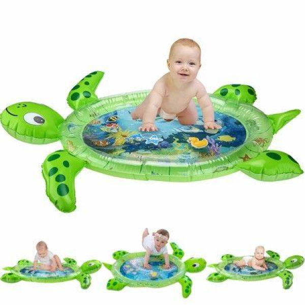 Tummy Time Water Mat Inflatable Baby Water Mat Newborn Infant Toys Gifts For Baby Boy Girl (Sea Turtle Shape)